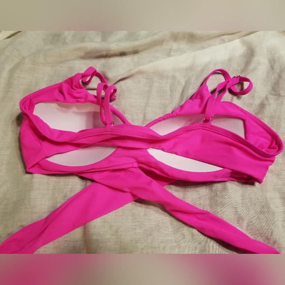 Nwot hot pink wrap around top high waisted bikini large - Picture 7 of 9